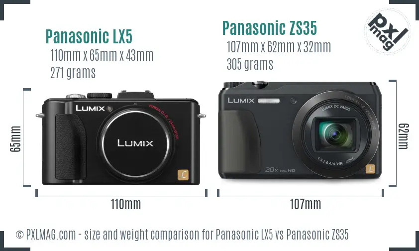 Panasonic LX5 vs Panasonic ZS35 size comparison