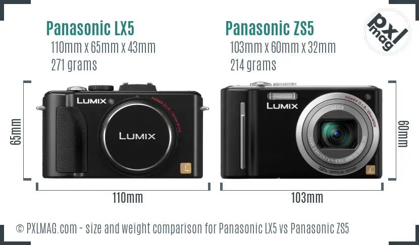 Panasonic LX5 vs Panasonic ZS5 size comparison