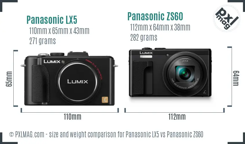 Panasonic LX5 vs Panasonic ZS60 size comparison