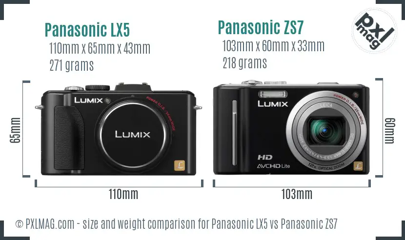 Panasonic LX5 vs Panasonic ZS7 size comparison