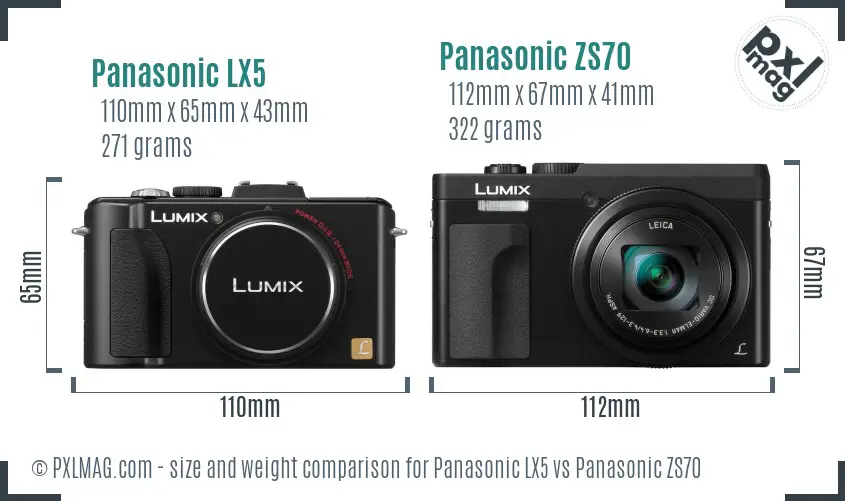 Panasonic LX5 vs Panasonic ZS70 size comparison