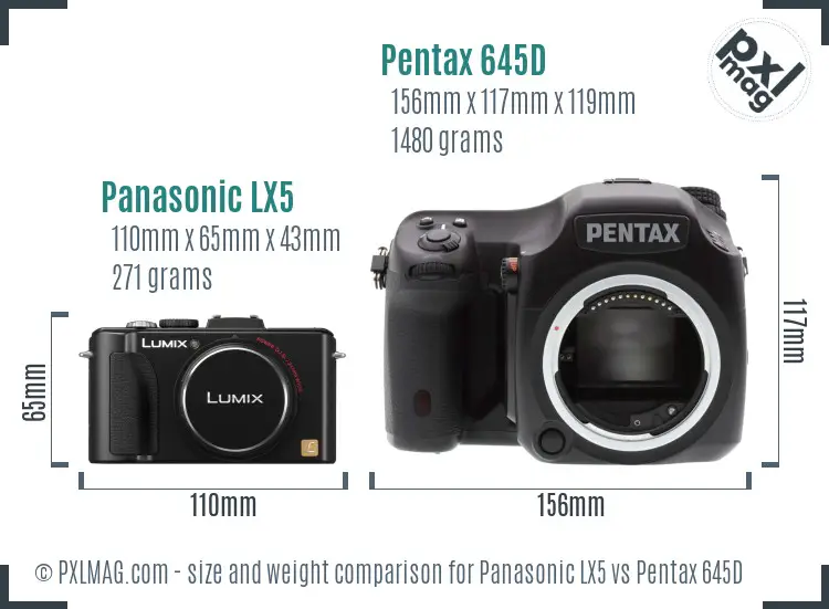 Panasonic LX5 vs Pentax 645D size comparison