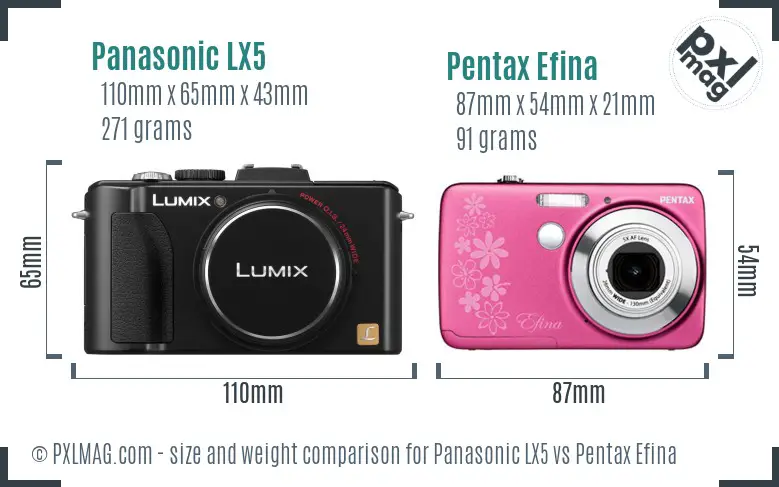Panasonic LX5 vs Pentax Efina size comparison