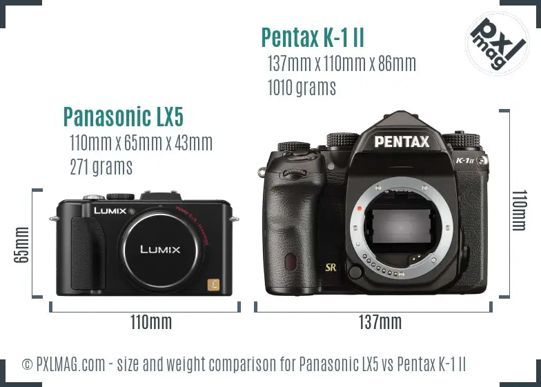 Panasonic LX5 vs Pentax K-1 II size comparison
