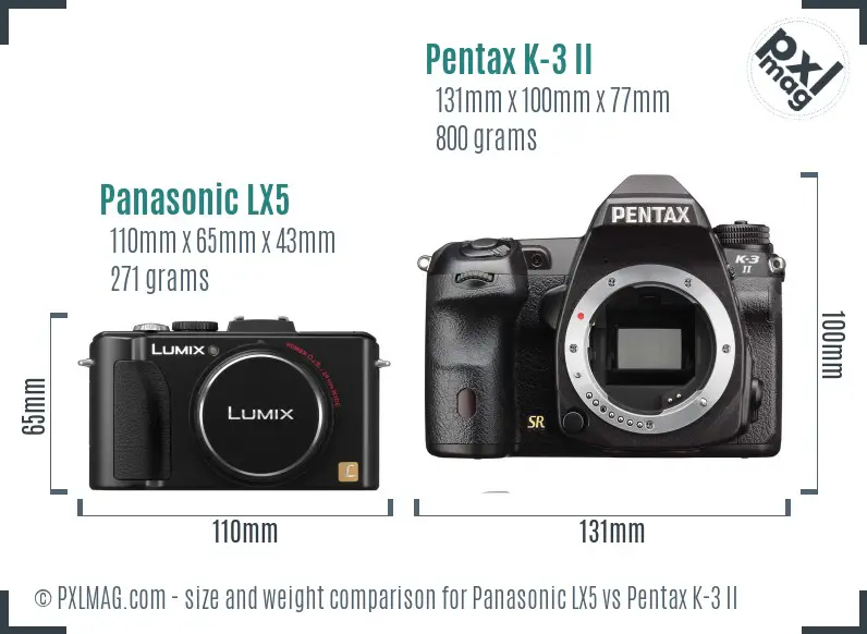 Panasonic LX5 vs Pentax K-3 II size comparison