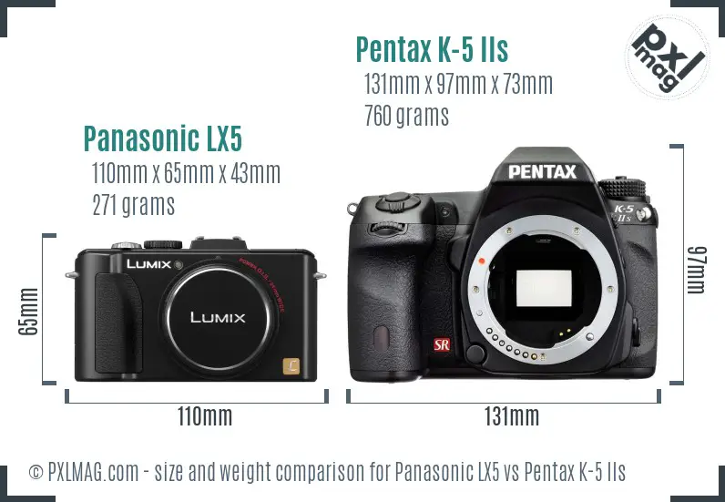 Panasonic LX5 vs Pentax K-5 IIs size comparison