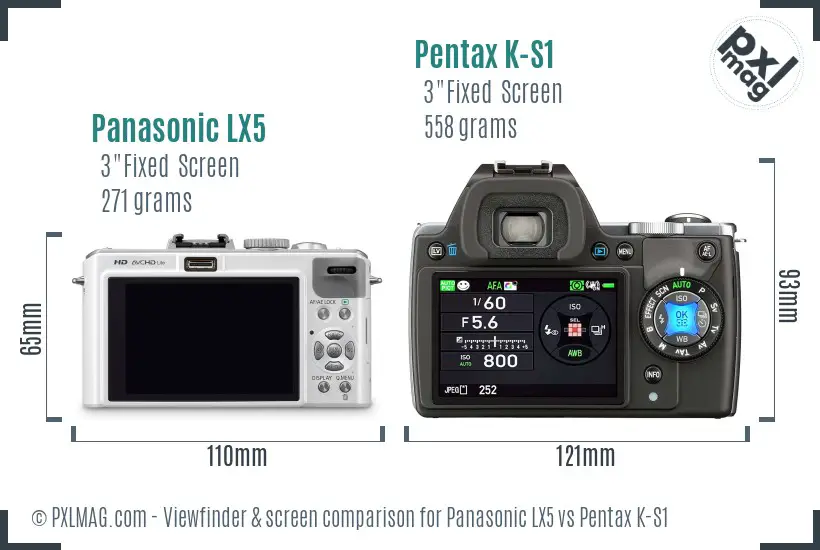Panasonic LX5 vs Pentax K-S1 Screen and Viewfinder comparison