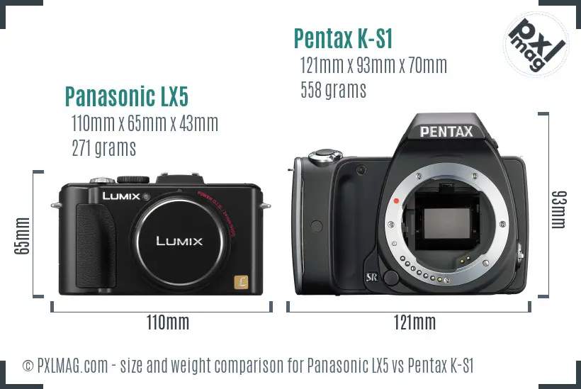 Panasonic LX5 vs Pentax K-S1 size comparison