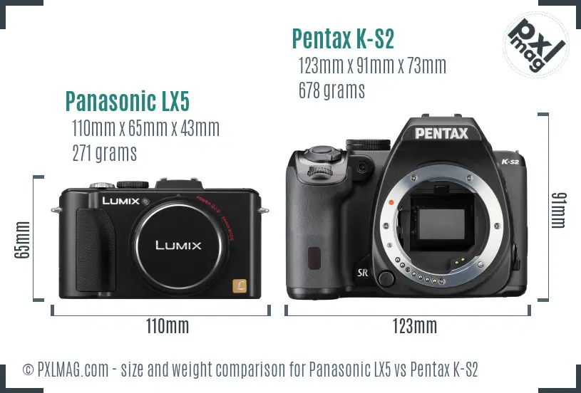 Panasonic LX5 vs Pentax K-S2 size comparison