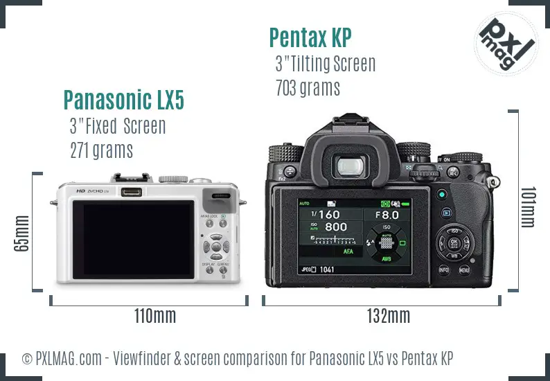 Panasonic LX5 vs Pentax KP Screen and Viewfinder comparison
