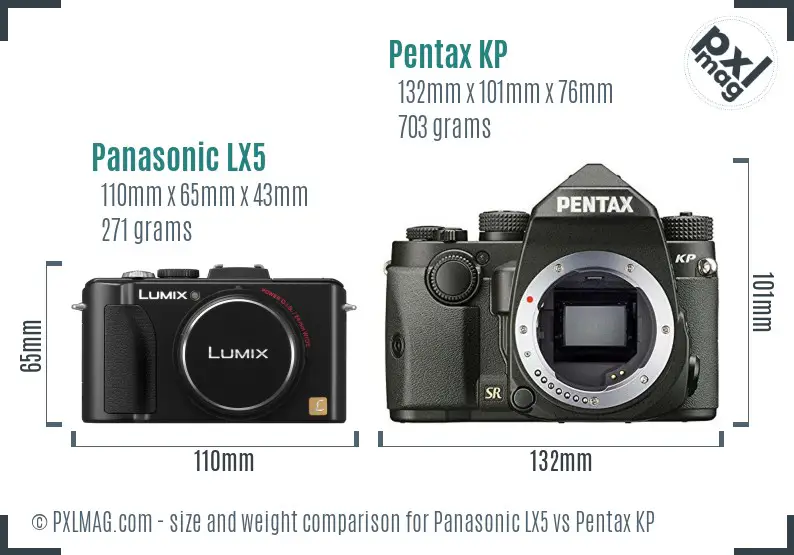 Panasonic LX5 vs Pentax KP size comparison