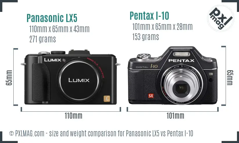Panasonic LX5 vs Pentax I-10 size comparison