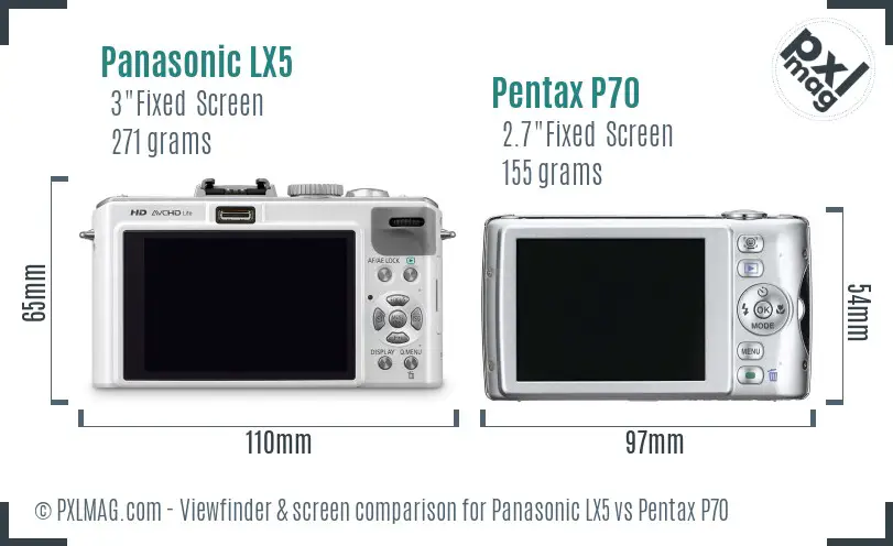 Panasonic LX5 vs Pentax P70 Screen and Viewfinder comparison