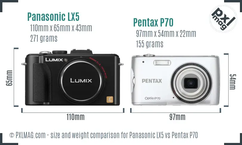 Panasonic LX5 vs Pentax P70 size comparison