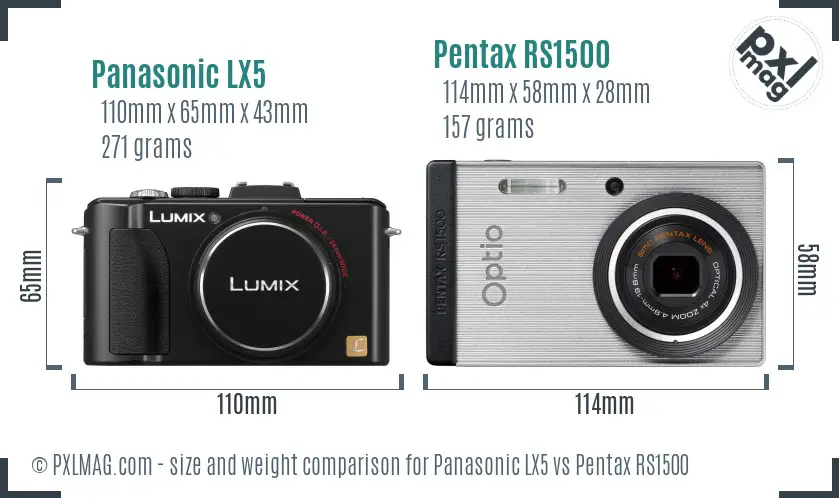 Panasonic LX5 vs Pentax RS1500 size comparison