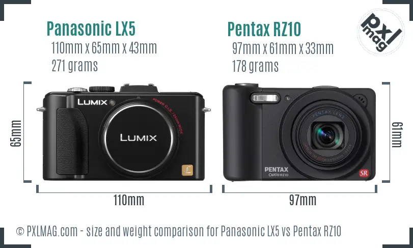 Panasonic LX5 vs Pentax RZ10 size comparison