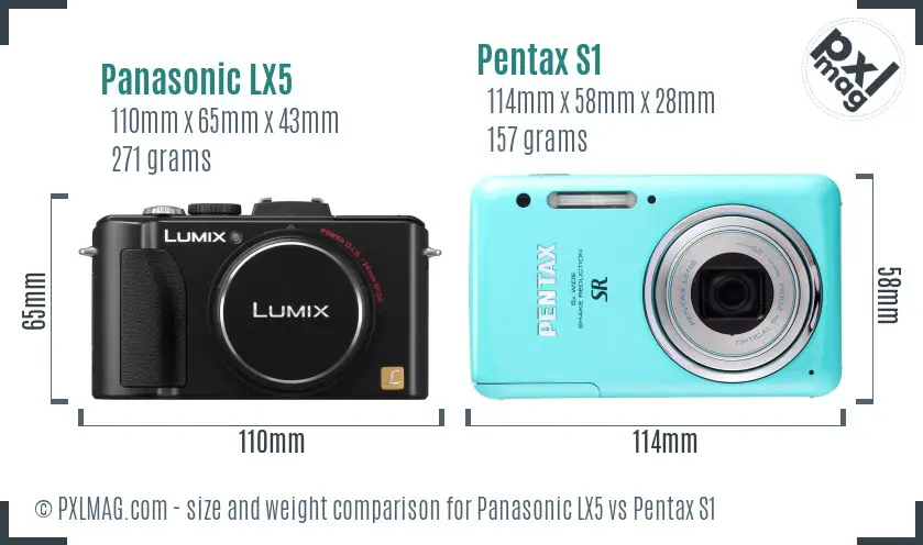 Panasonic LX5 vs Pentax S1 size comparison