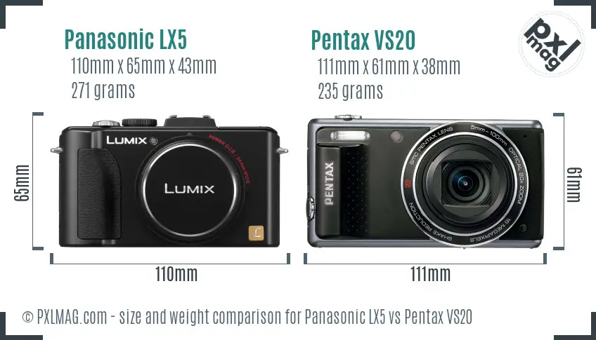 Panasonic LX5 vs Pentax VS20 size comparison
