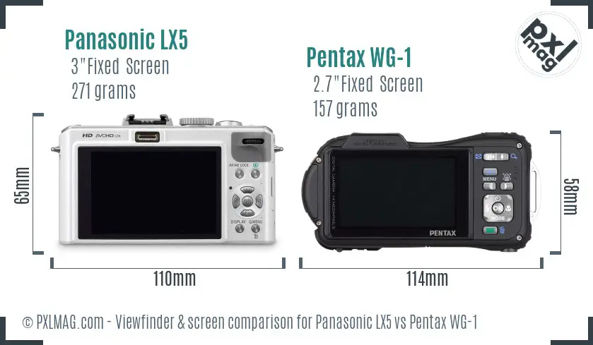 Panasonic LX5 vs Pentax WG-1 Screen and Viewfinder comparison