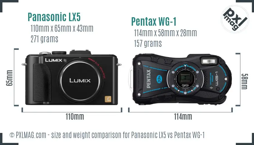 Panasonic LX5 vs Pentax WG-1 size comparison