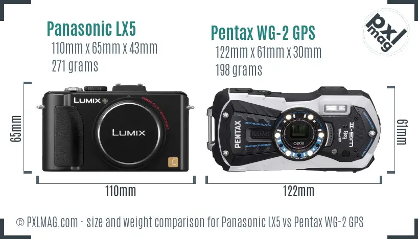 Panasonic LX5 vs Pentax WG-2 GPS size comparison