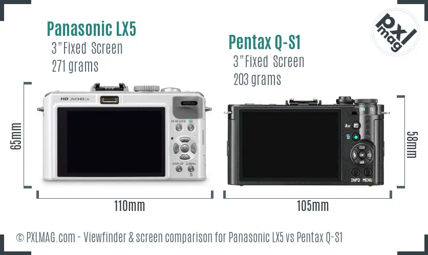 Panasonic LX5 vs Pentax Q-S1 Screen and Viewfinder comparison