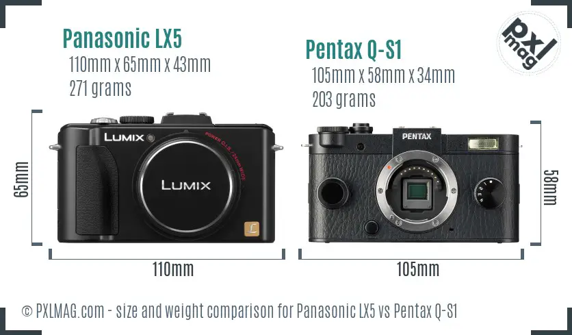 Panasonic LX5 vs Pentax Q-S1 size comparison