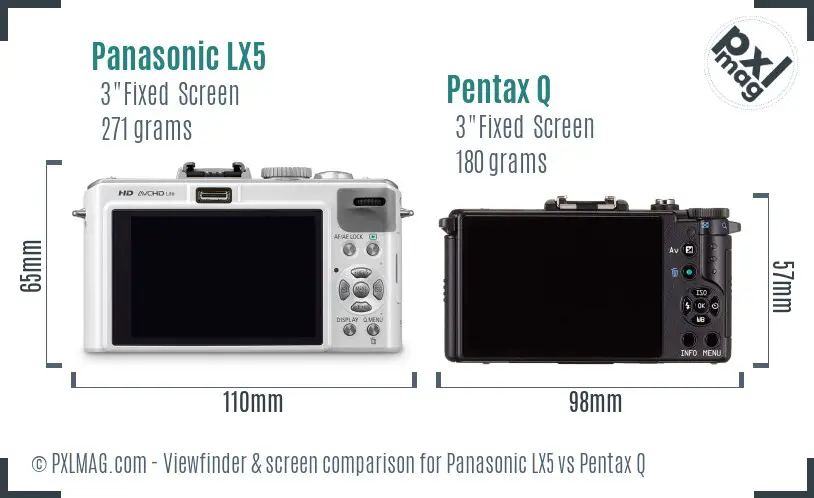 Panasonic LX5 vs Pentax Q Screen and Viewfinder comparison