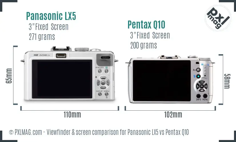 Panasonic LX5 vs Pentax Q10 Screen and Viewfinder comparison