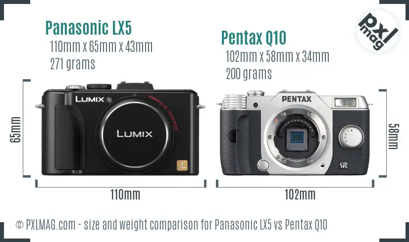 Panasonic LX5 vs Pentax Q10 size comparison