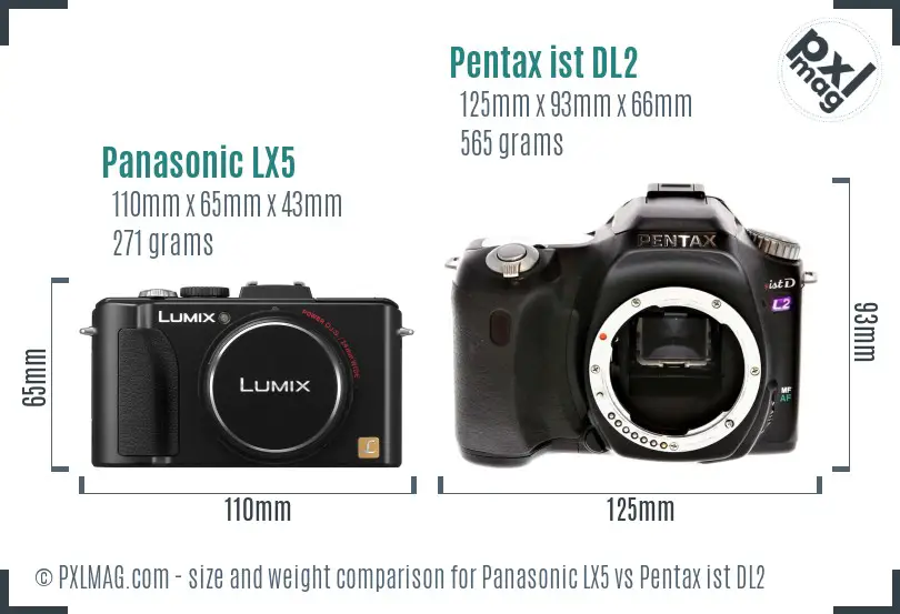 Panasonic LX5 vs Pentax ist DL2 size comparison