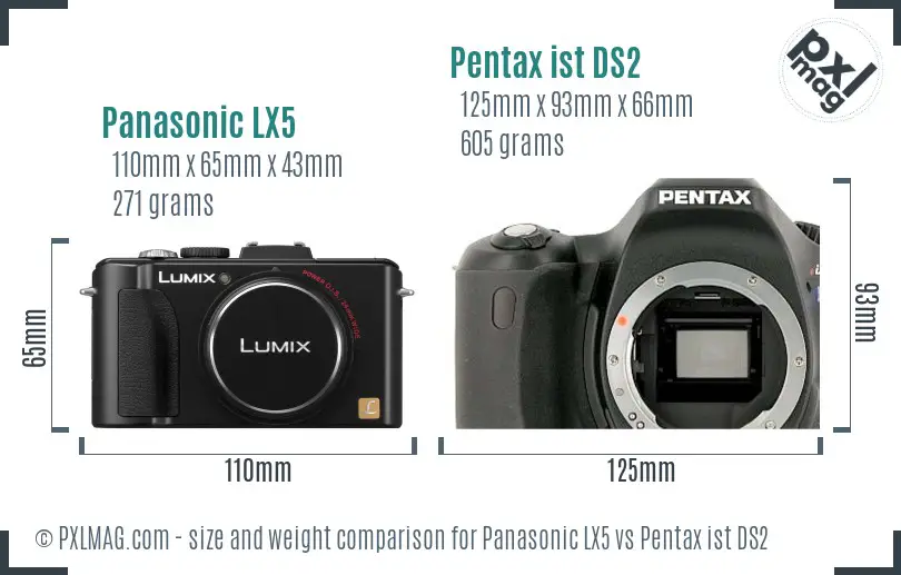Panasonic LX5 vs Pentax ist DS2 size comparison
