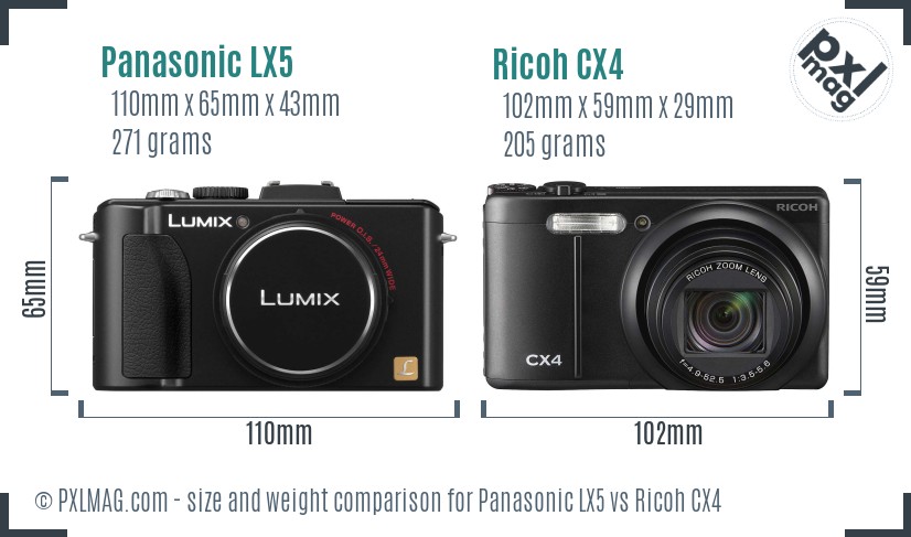 Panasonic LX5 vs Ricoh CX4 size comparison