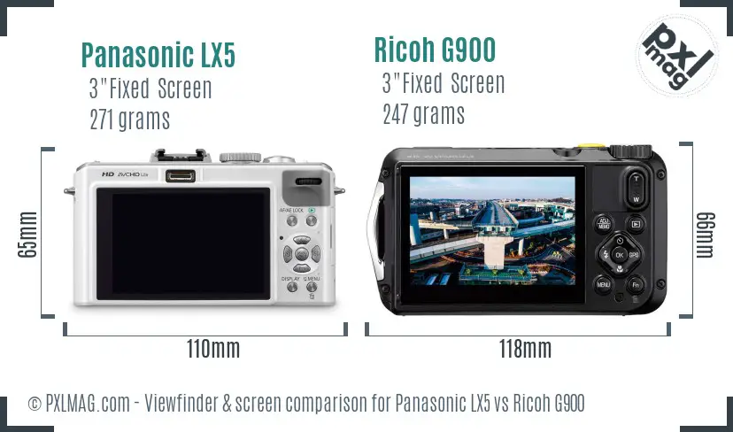 Panasonic LX5 vs Ricoh G900 Screen and Viewfinder comparison Panasonic LX5 vs Ricoh G900 Screen and Viewfinder comparison