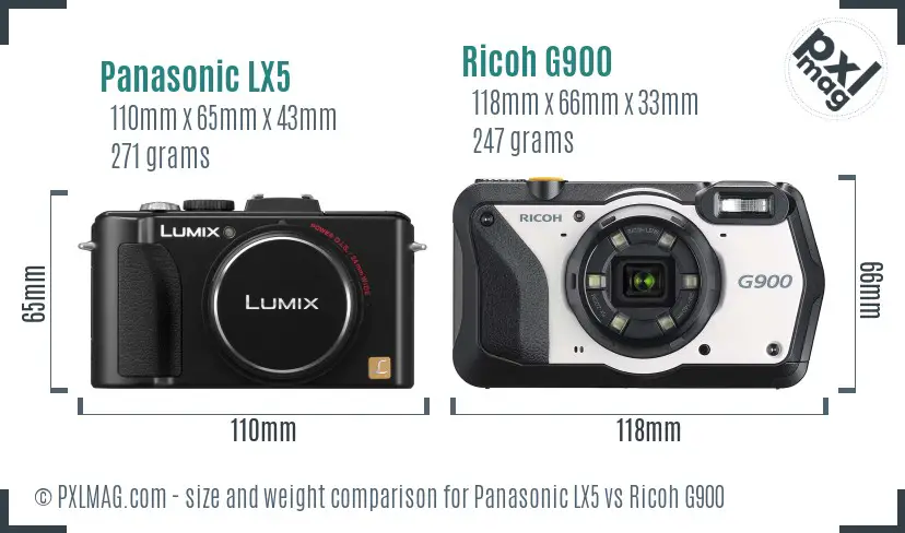 Panasonic LX5 vs Ricoh G900 size comparison Panasonic LX5 vs Ricoh G900 size comparison