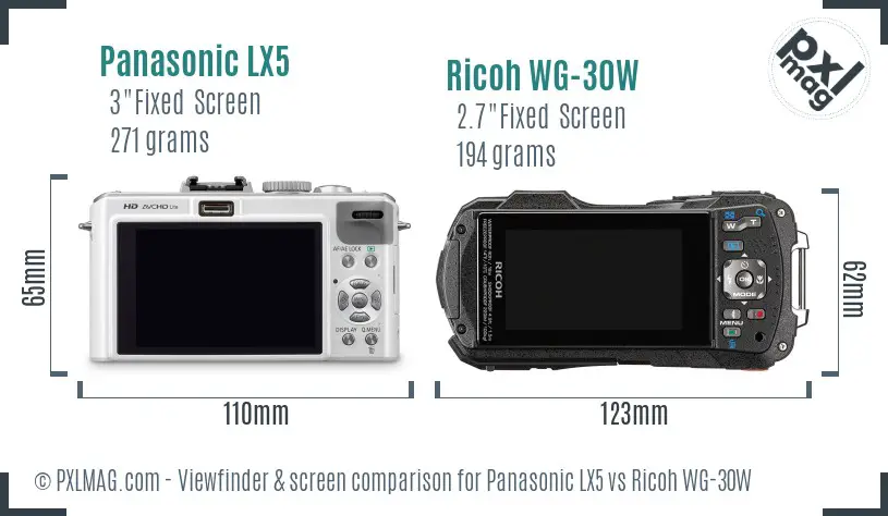 Panasonic LX5 vs Ricoh WG-30W Screen and Viewfinder comparison Panasonic LX5 vs Ricoh WG-30W Screen and Viewfinder comparison