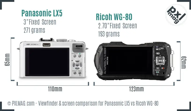 Panasonic LX5 vs Ricoh WG-80 Screen and Viewfinder comparison Panasonic LX5 vs Ricoh WG-80 Screen and Viewfinder comparison