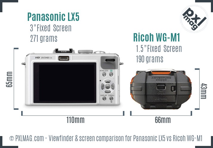Panasonic LX5 vs Ricoh WG-M1 Screen and Viewfinder comparison