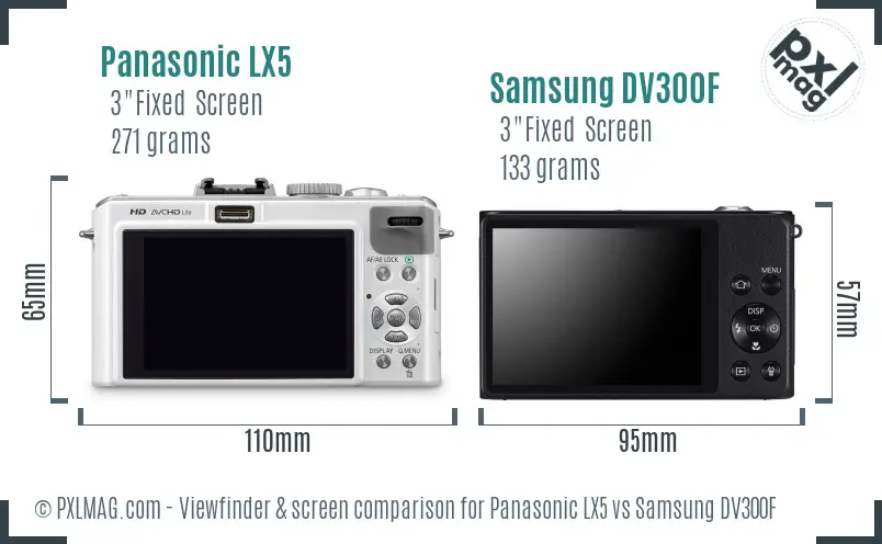 Panasonic LX5 vs Samsung DV300F Screen and Viewfinder comparison