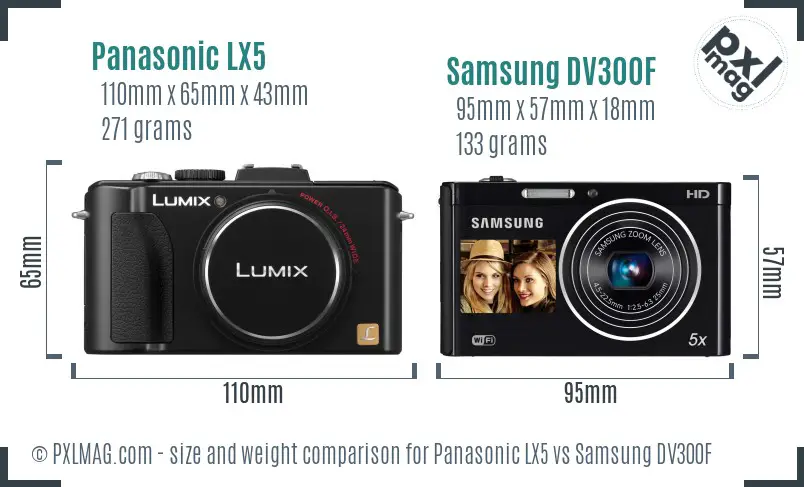 Panasonic LX5 vs Samsung DV300F size comparison Panasonic LX5 vs Samsung DV300F size comparison