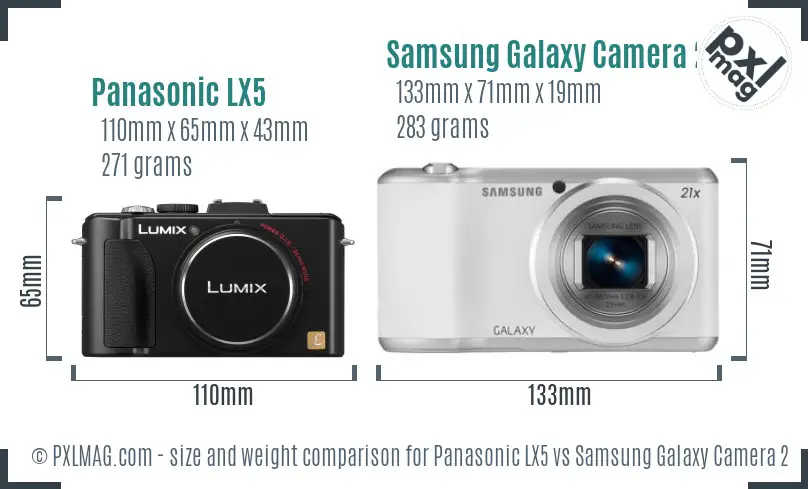 Panasonic LX5 vs Samsung Galaxy Camera 2 size comparison