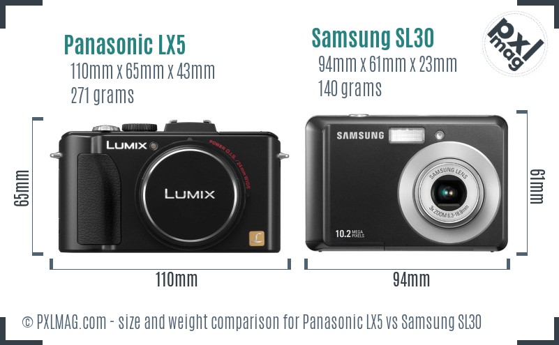 Panasonic LX5 vs Samsung SL30 size comparison Panasonic LX5 vs Samsung SL30 size comparison