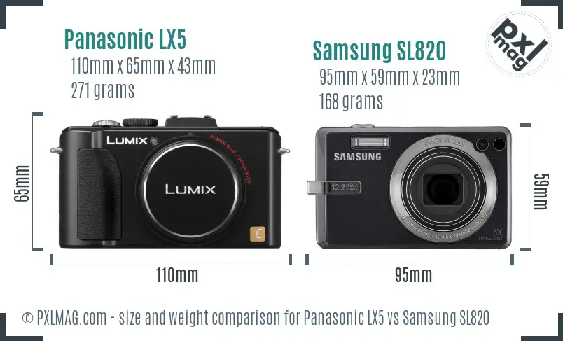 Panasonic LX5 vs Samsung SL820 size comparison