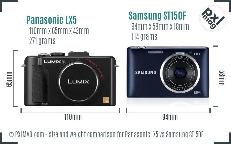 Panasonic LX5 vs Samsung ST150F size comparison