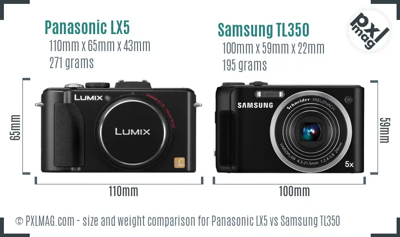 Panasonic LX5 vs Samsung TL350 size comparison