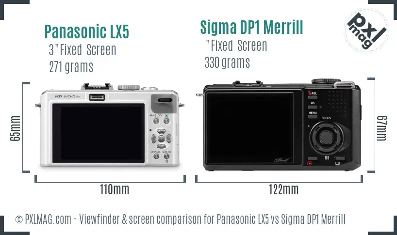 Panasonic LX5 vs Sigma DP1 Merrill Screen and Viewfinder comparison