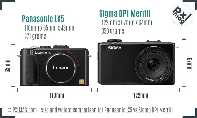 Panasonic LX5 vs Sigma DP1 Merrill size comparison