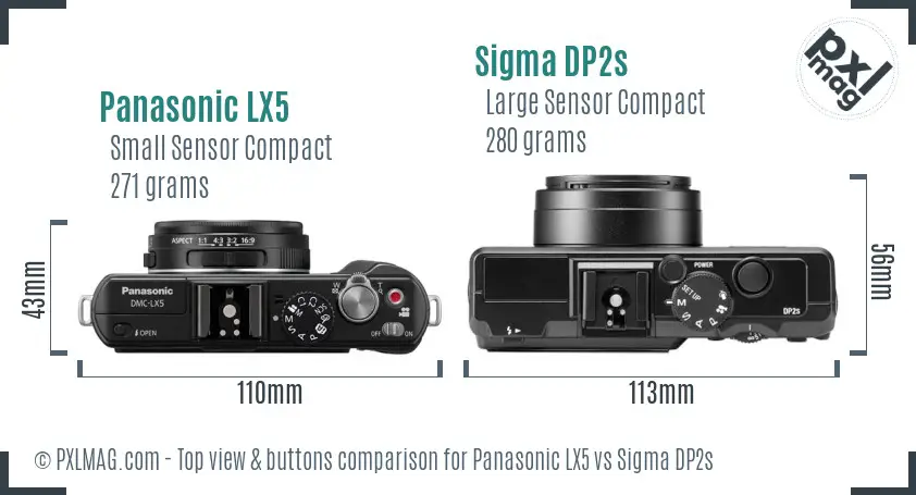 Panasonic LX5 vs Sigma DP2s top view buttons comparison