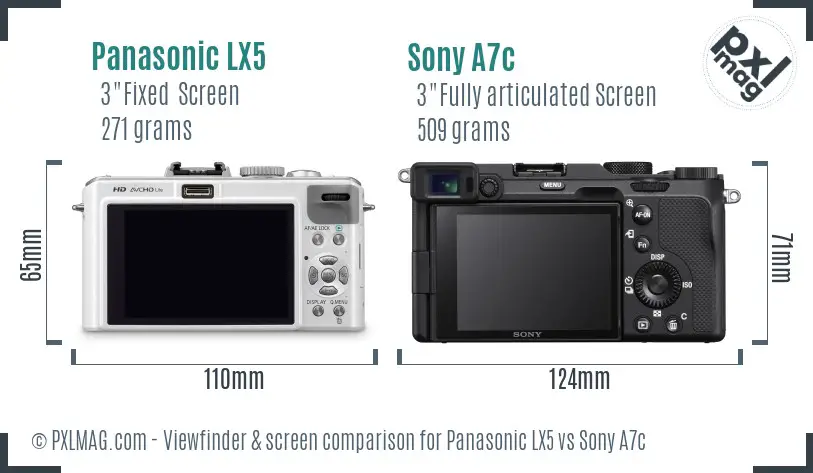 Panasonic LX5 vs Sony A7c Screen and Viewfinder comparison Panasonic LX5 vs Sony A7c Screen and Viewfinder comparison