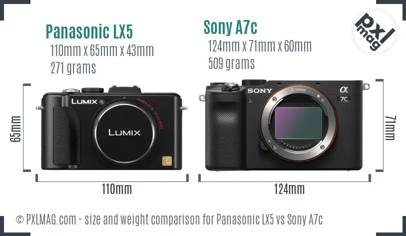 Panasonic LX5 vs Sony A7c size comparison Panasonic LX5 vs Sony A7c size comparison